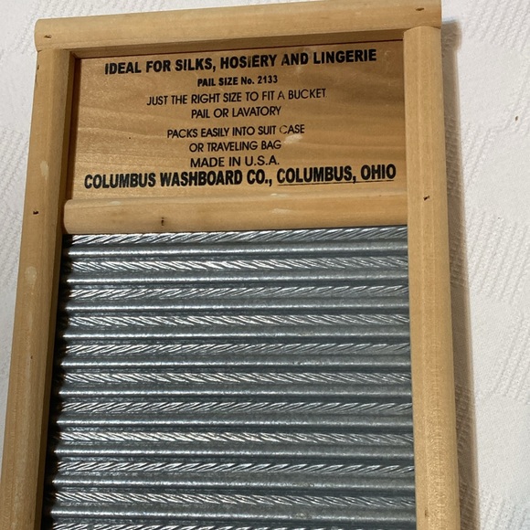 VINTAGE COLUMBUS WASHBOARD CO OLD FASHION WOOD AND METAL WASH BOARD - Picture 5 of 11